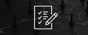 Long white icon, checklist on faded abstract background.