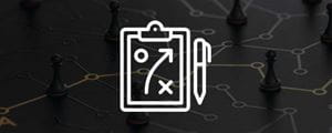 Long white icon, a clipboard with a gameplan on it on faded abstract background.