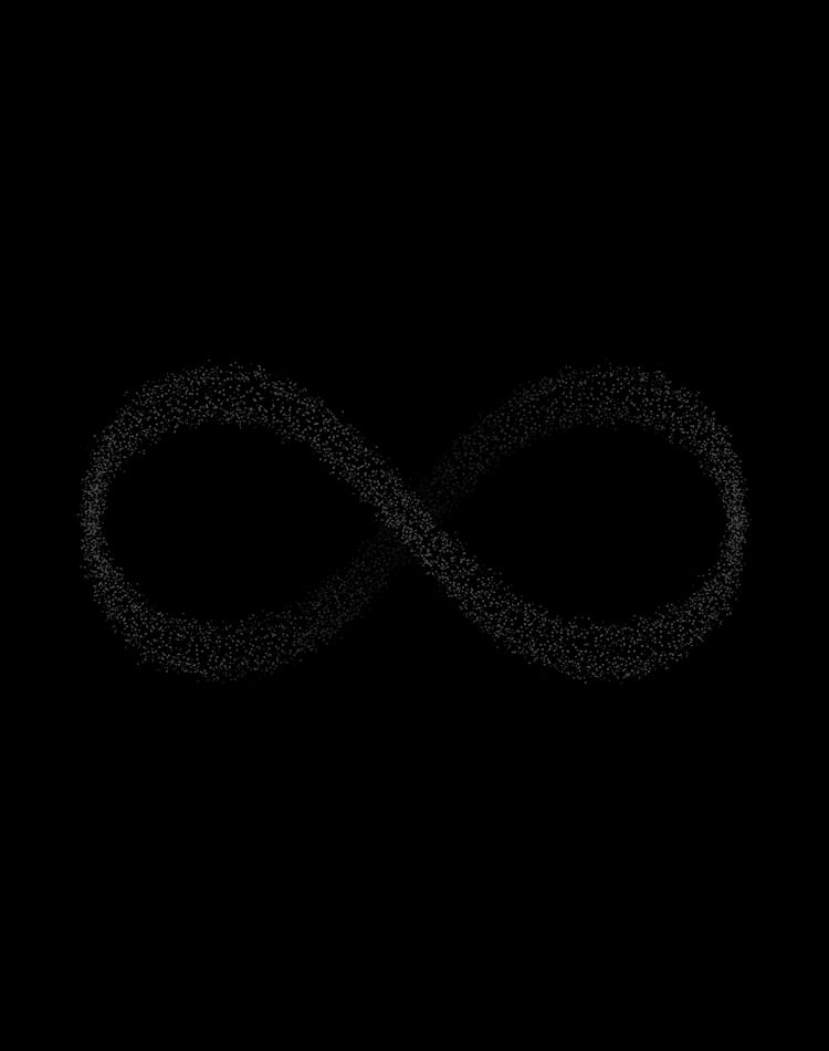 An infinity symbol made out of particles, mobile hero.