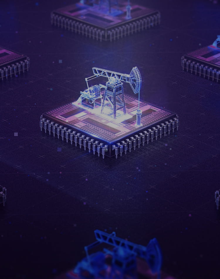 Oil Mining Pump Jacks in a tech background